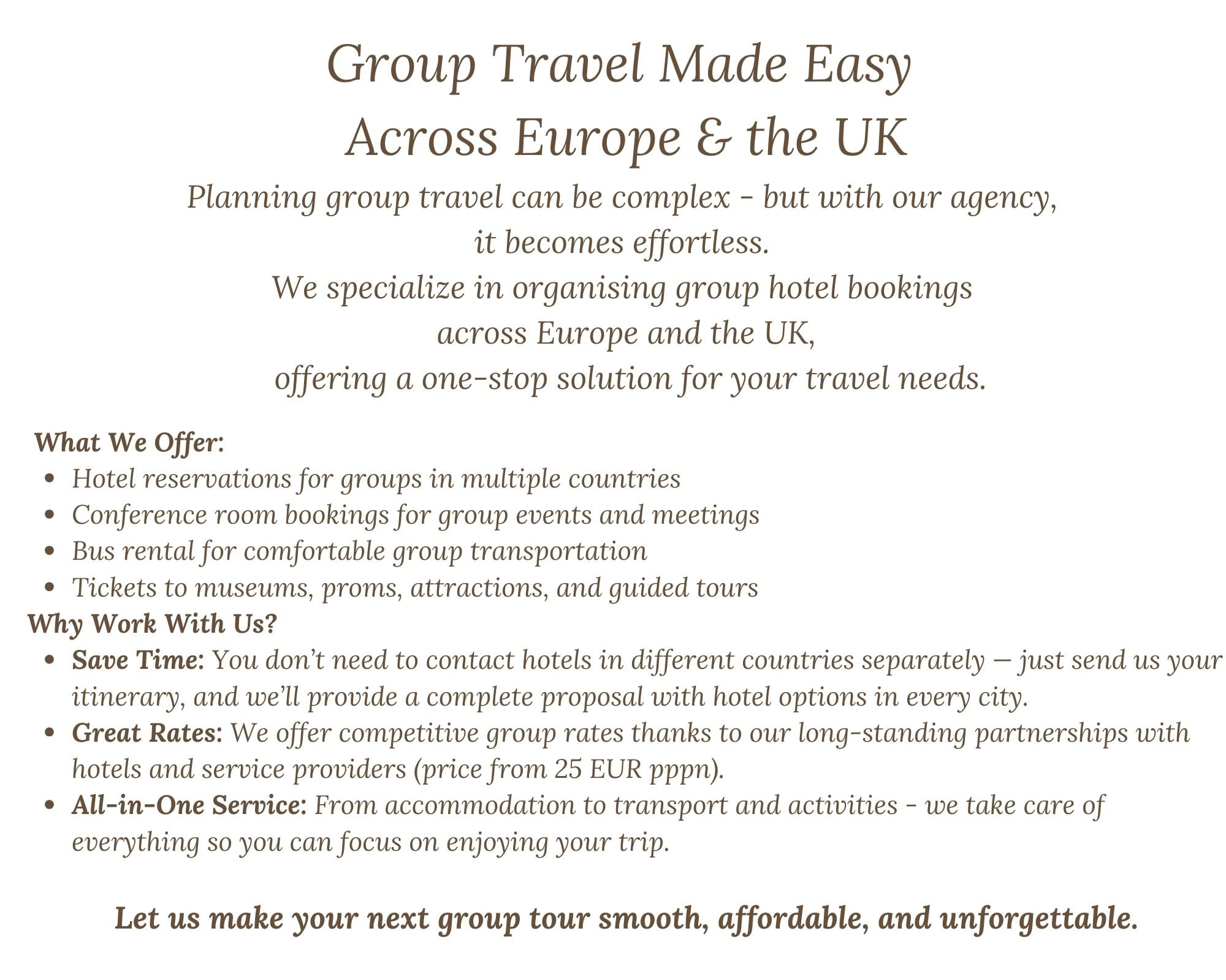 Group Travel Made Easy Across Europe & the UK